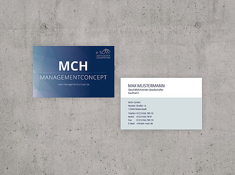 Geschäftsausstattung: Visitenkarten für MCH Managementconcept / 2018