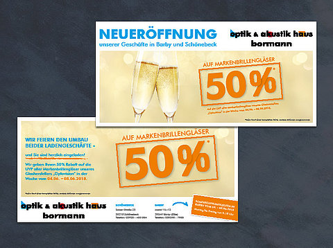 Klassische Werbung: Flyer für optik & akustik haus bormann  / 2018 