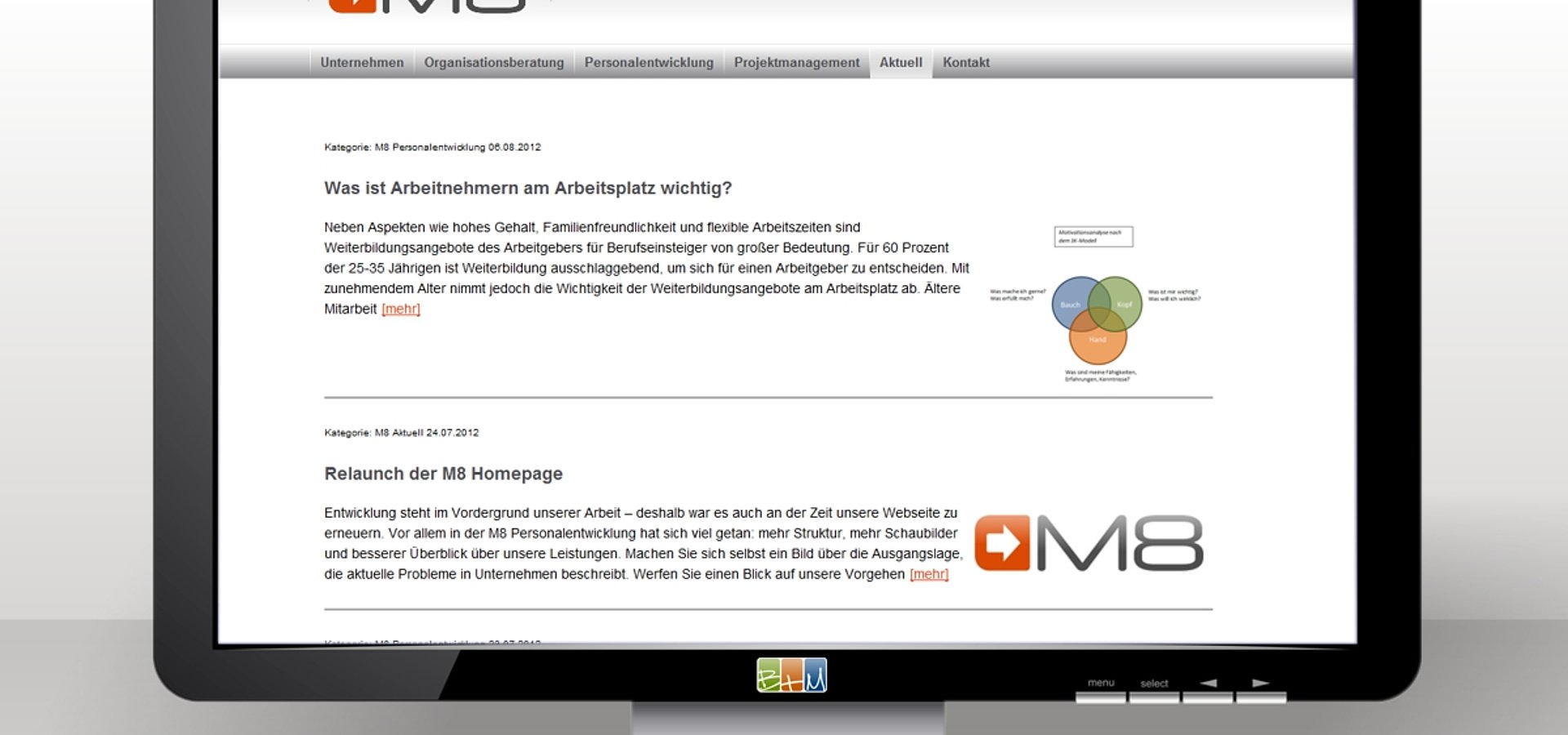 Webdesign: Internetpräsenz für M8-Projektmanagement mit TYPO3 / 2012