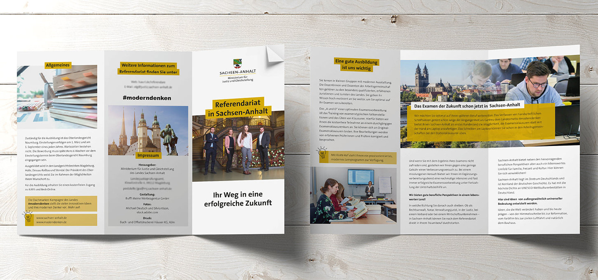 Broschüren: Recruiting-Flyer für das Ministerium Justiz und Gleichstellung des Landes Sachsen-Anhalts
