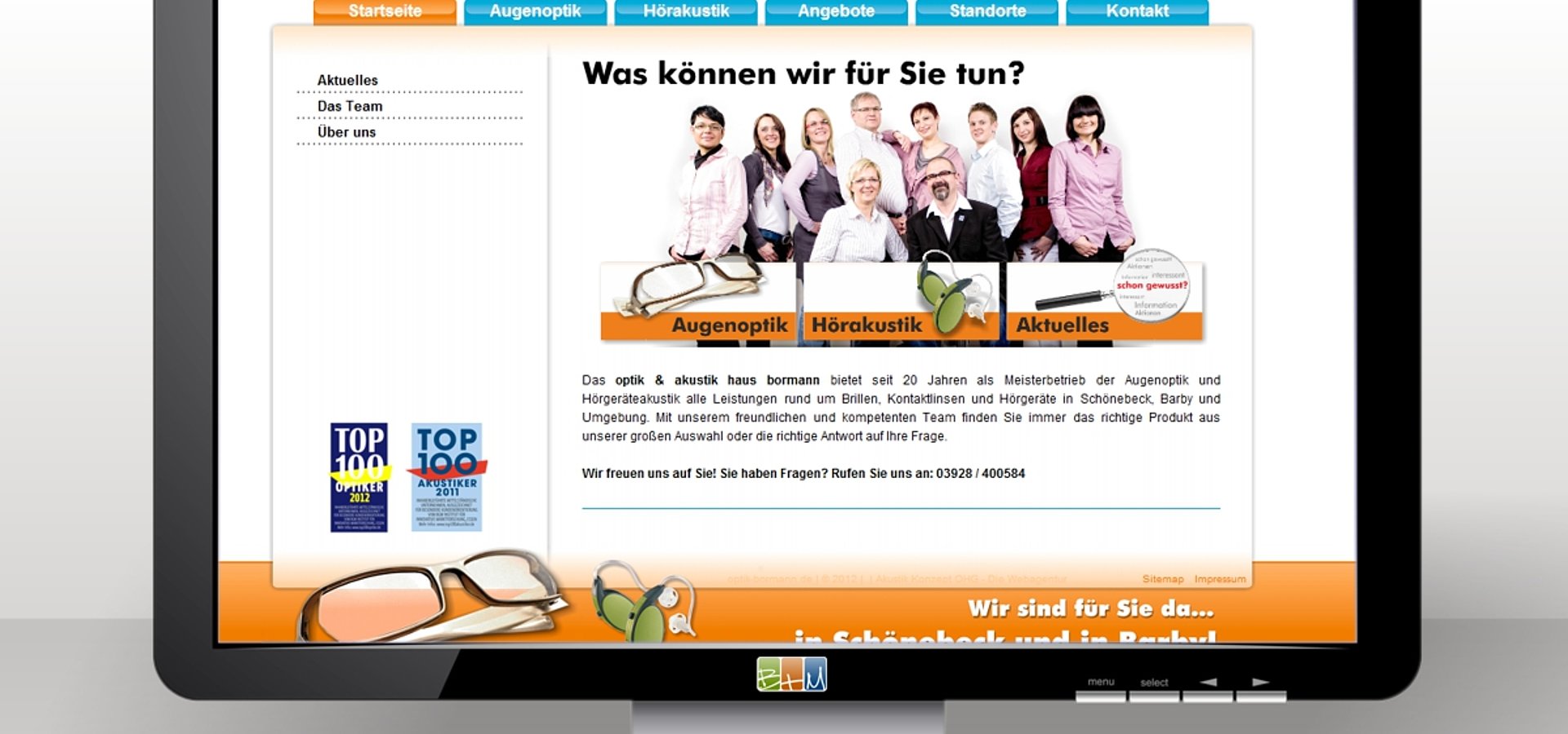 Contentproduktion: Website für das Optik + Akustik Haus Bormann / 2011