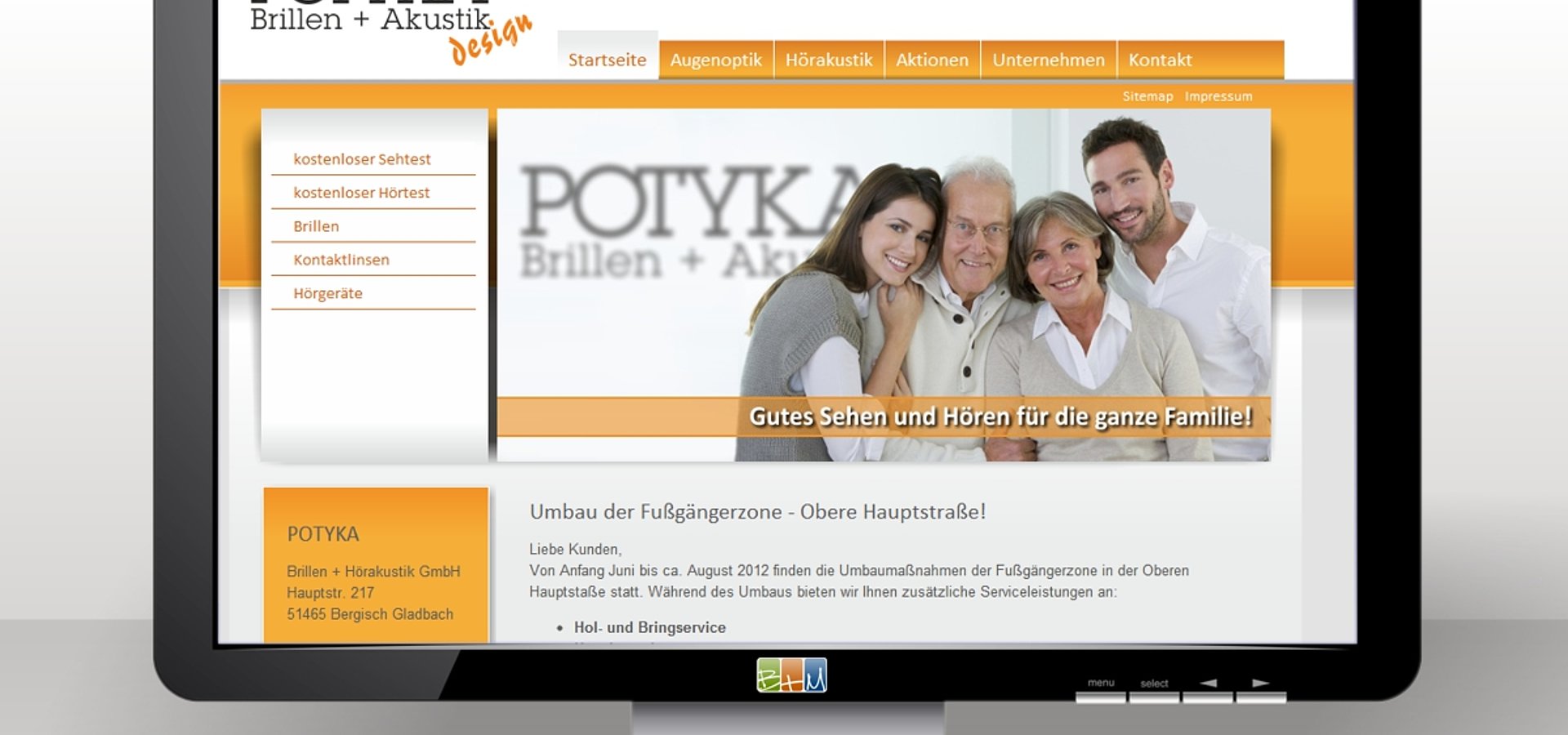 Contentproduktion: Relaunch Website für Brillen + Akustik  POTYKA, Bergisch Gladbach / 2011