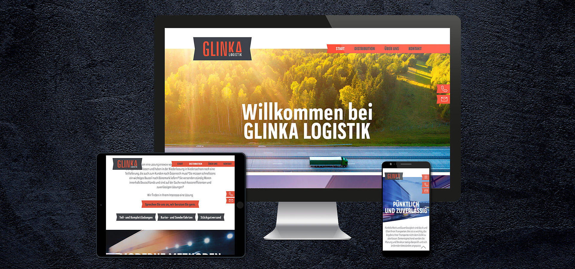 Statische Website: Onepager für Glinka Logistik GmbH