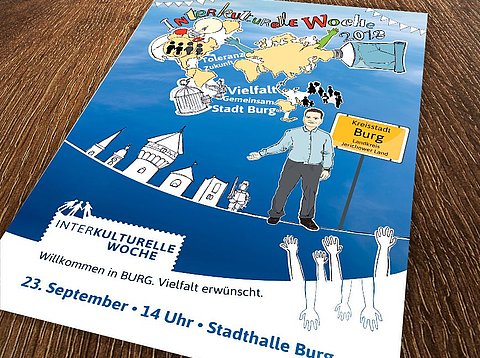 Klassische Werbung: Plakate „Interkulturelle Woche” in Burg / 2012