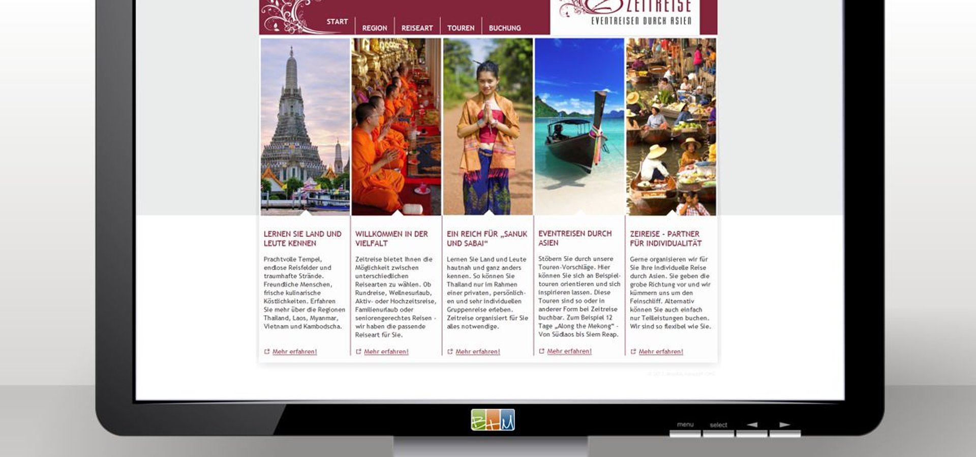 Webdesign: Relaunch für „ZEITREISE | Eventreisen durch Asien“ mit TYPO3 / 2012