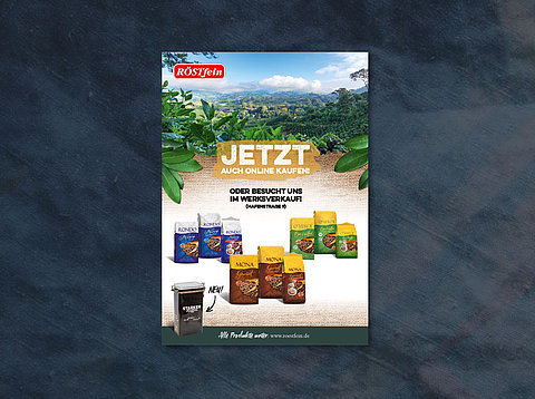 Klassische Werbung: Anzeige für Röstfein Kaffee GmbH / 2018  