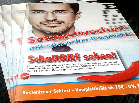 Klassische Werbung: Beileger Sehtestwochen 4-seitig für das optik & akustik haus bormann / 2012