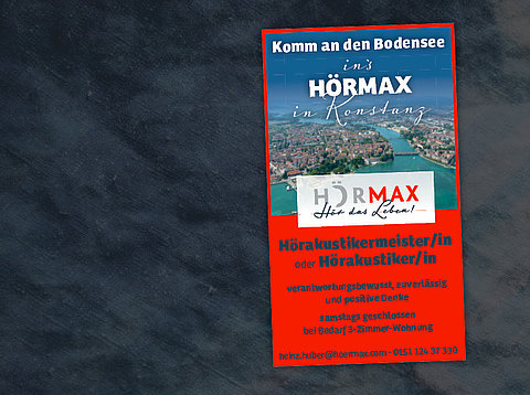Zeitungsanzeigen: Anzeige für Hörmax Konstanz / 2017