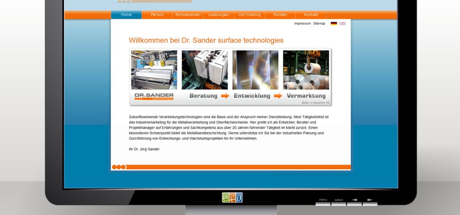 Webdesign: TYPO3 mehrsprachig für DR.SANDER surface technologies / 2011