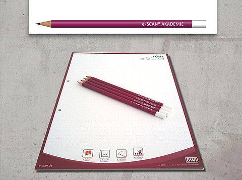 Grafikdesign: Individualisierte Bleistifte für die e·SCAN Akademie der Bio-Wärme-Innovation GmbH / 2013