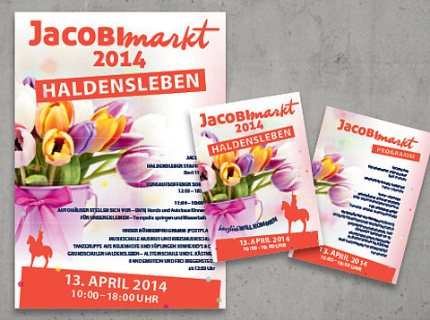 Klassische Werbung: Plakate und Postkarten für Jacobimarkt Haldensleben / 2014
